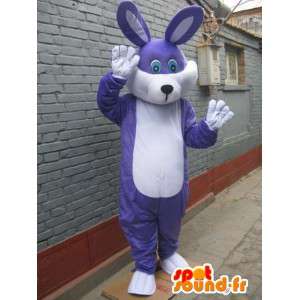 Mascota conejo púrpura pintado de azul - Traje de noche festiva - MASFR00570 - Mascota de conejo