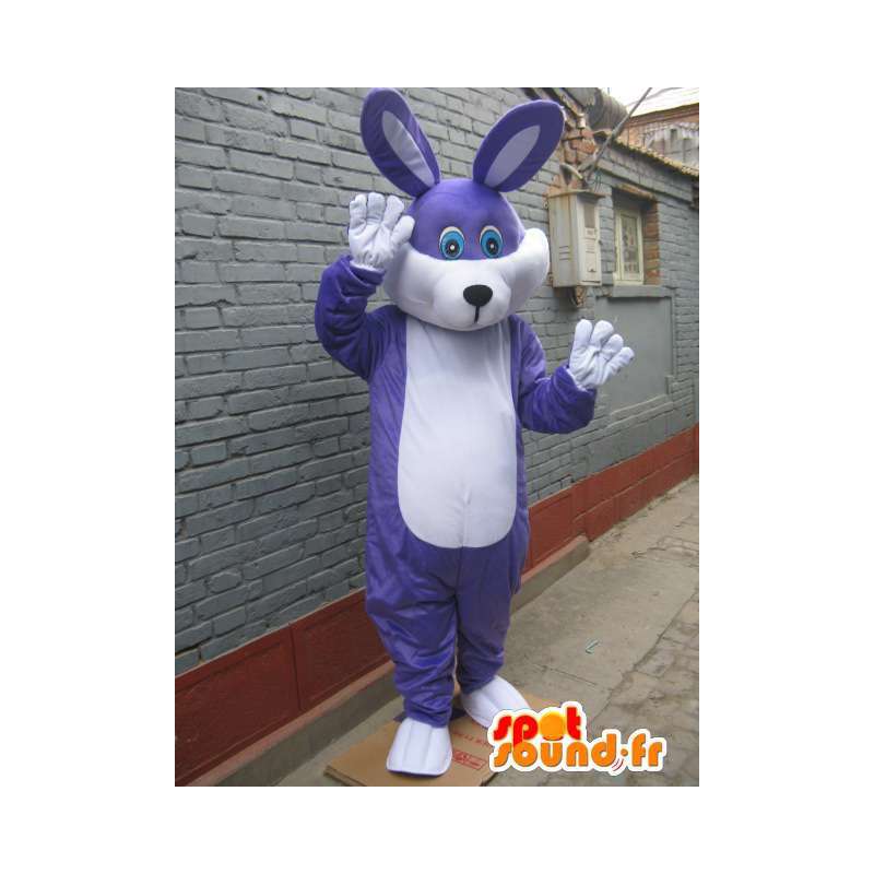 Mascota conejo púrpura pintado de azul - Traje de noche festiva - MASFR00570 - Mascota de conejo