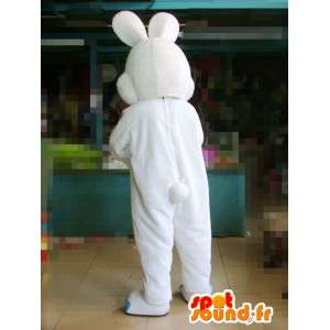 Mascot weißes Kaninchen mit blauen Ohren und Füße - Verkleidung - MASFR00577 - Hase Maskottchen