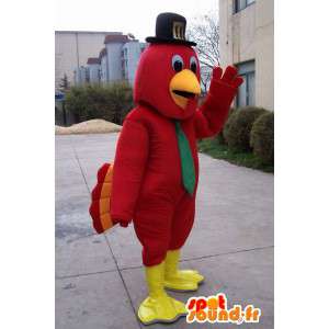 Red Eagle mascot and a black hat and feathers green tie - MASFR00581 - Mascot of birds