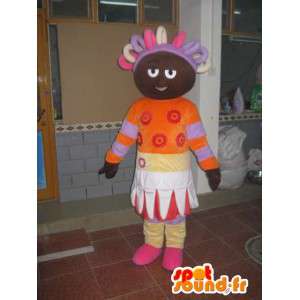 Afro afrikansk prinsesse maskot farvet orange og lilla -