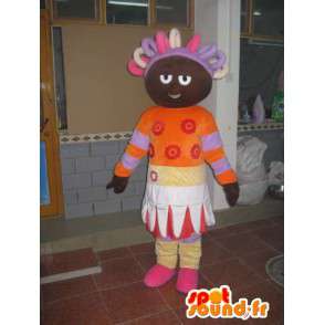 Mascotte Princesse Afro Africaine colorée orange et violette - MASFR00582 - Mascottes Fée