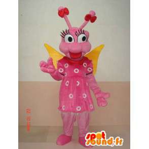 Trajes rosados ​​Diversión - Mascot insecto mariposa larva - MASFR00584 - Mascotas mariposa