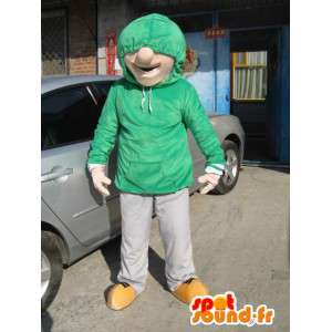 Homem Mascot Desgaste da rua - Traje Skater Boy - camisola verde - MASFR00585 - Mascotes homem