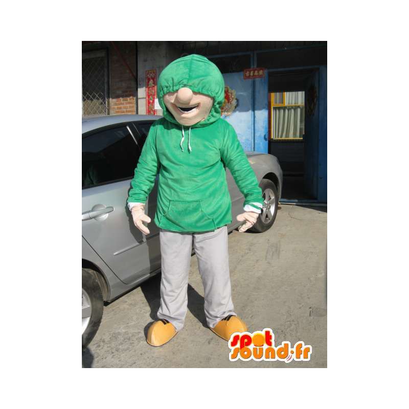 Mascot Man Street Wear - Skater Boy Costume - Green Sweat - MASFR00585 - Human mascots