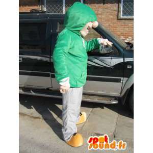 Homem Mascot Desgaste da rua - Traje Skater Boy - camisola verde - MASFR00585 - Mascotes homem