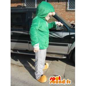 Street Wear Man Mascot - Skater Boy Costume - Green Sweatshirt