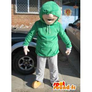 Homem Mascot Desgaste da rua - Traje Skater Boy - camisola verde - MASFR00585 - Mascotes homem