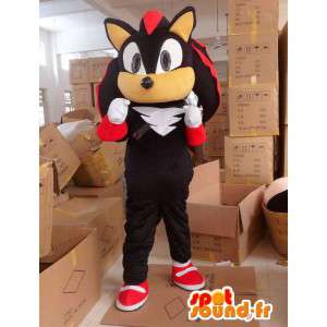 Mascot SONIC - Video game SEGA - Hedgehog rood en zwart - MASFR00586 - Celebrities Mascottes