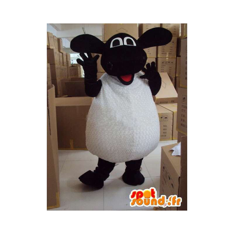 Schafe Maskottchen schwarz und weiß - Ideal für Werbeaktionen - MASFR00596 - Maskottchen Schafe