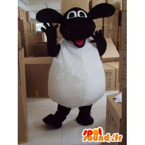 Schafe Maskottchen schwarz und weiß - Ideal für Werbeaktionen - MASFR00596 - Maskottchen Schafe