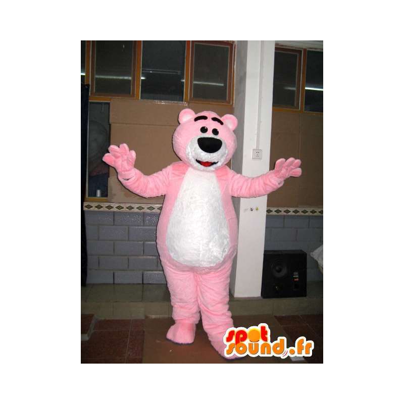 淡いピンクのクマのマスコット-テディベア-動物の衣装-MASFR00598-クマのマスコット