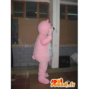 淡いピンクのクマのマスコット-テディベア-動物の衣装-MASFR00598-クマのマスコット