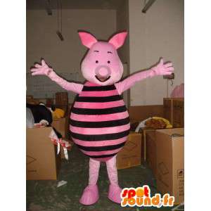 Grisgris-maskot - Pink og sort gris - Ven af ​​Plys Winnie -