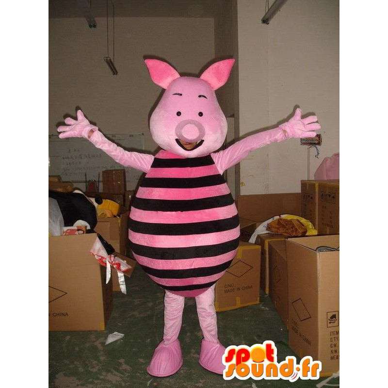 Grisgris-maskot - Pink og sort gris - Ven af ​​Plys Winnie -