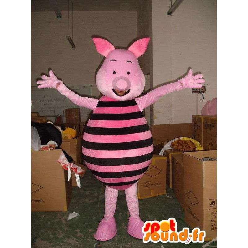 Piggy mascot - Pig Pink and Black - Friend of Winnie the Pooh - MASFR00599 - Mascots Winnie the Pooh