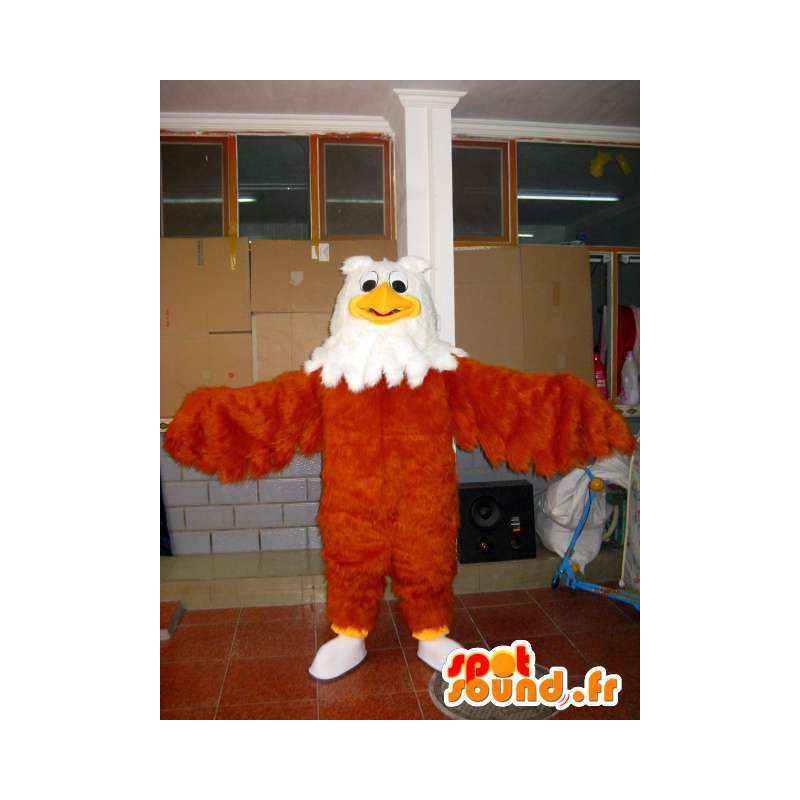 Mascot piuma d aquila mentre marrone, giallo e bianco - Bird - MASFR00604 - Mascotte degli uccelli