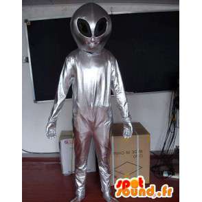 Mascot Silver Alien - Extraterrestrial Costume - Space - MASFR00607 - uitgestorven dieren Mascottes