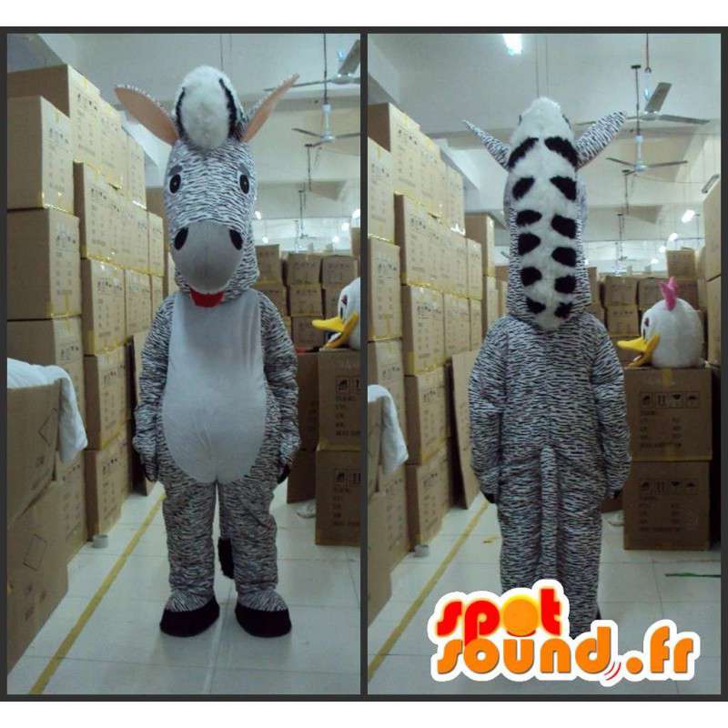 Zebra striped mascot - Animal Savannah - Costume gray tint - MASFR00615 - The jungle animals