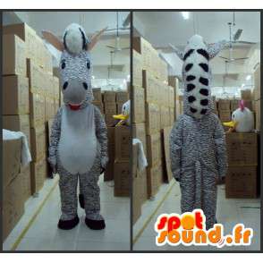 縞模様のゼブラマスコット-サバンナの動物-灰色の色合いの衣装-MASFR00615-ジャングルの動物