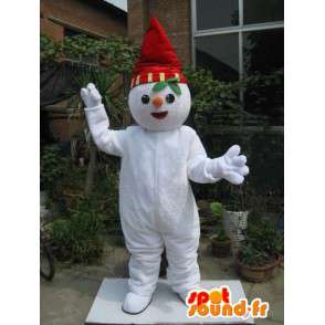 Kobold Maskottchen roten und weißen Schnee mit Mütze und Schal - MASFR00199 - Weihnachten-Maskottchen