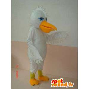 Hvid og gul crested duck maskot - Speciel kostume fest -