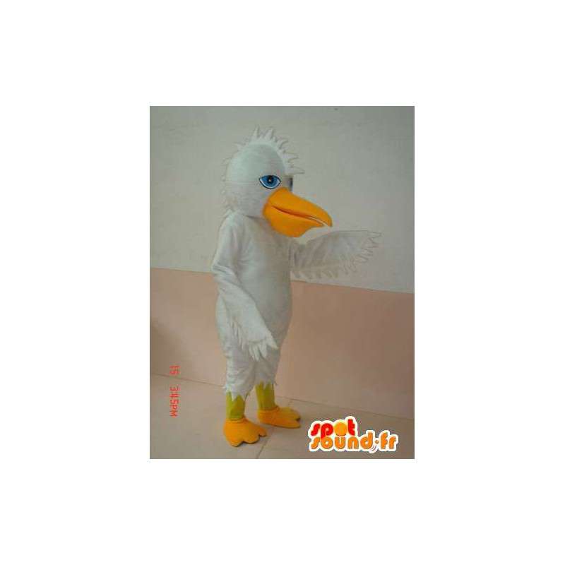 Hvid og gul crested duck maskot - Speciel kostume fest -