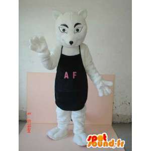 Traje lobo com avental preto AF - desejo customizável para - MASFR00623 - lobo Mascotes