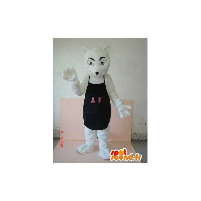 Traje lobo com avental preto AF - desejo customizável para - MASFR00623 - lobo Mascotes
