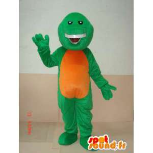 Reptile Maskottchen grinsend grün und orange - Besondere Unterstützung - MASFR00624 - Maskottchen der Reptilien
