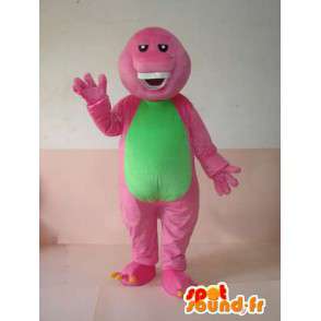 Mascot reptiel roze en groen grijnzende met tanden  - MASFR00625 - mascottes reptielen