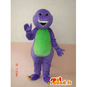 Mascotte reptile rigolard violet et vert avec de belles dents  - MASFR00626 - Mascottes Serpent