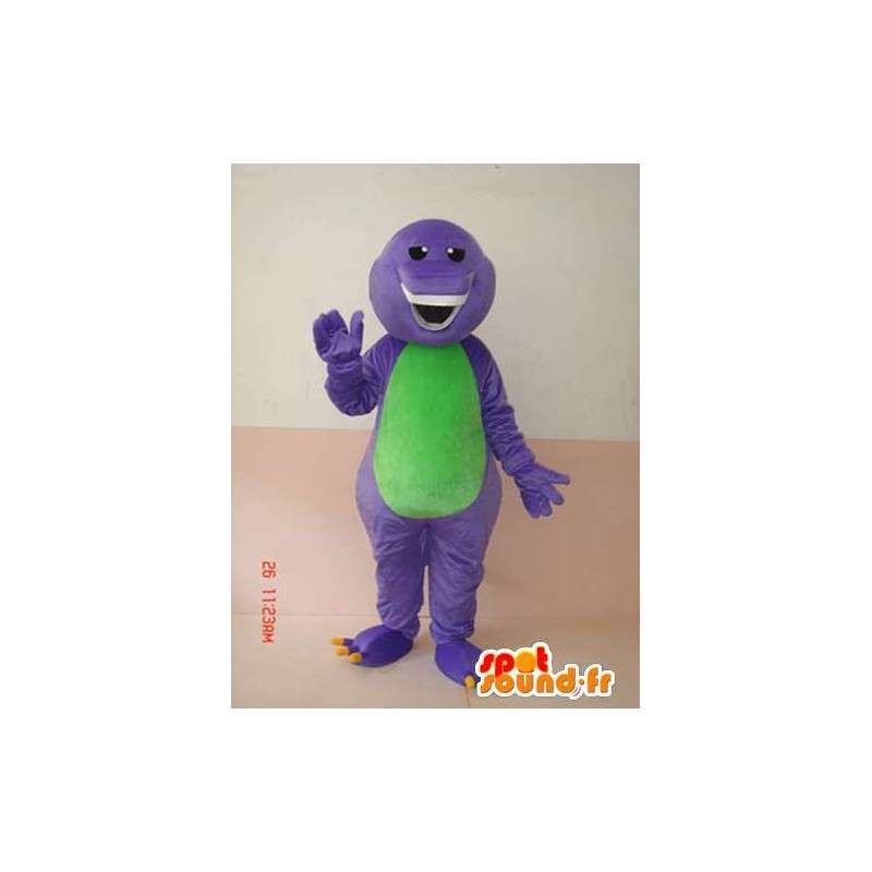 Reptile mascot grinning purple and green with beautiful teeth  - MASFR00626 - Mascot snake