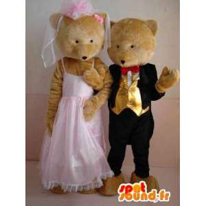 Bär und Junges Paar mit Hochzeitsanzug - Hochzeits-Sonder - MASFR00627 - Bär Maskottchen