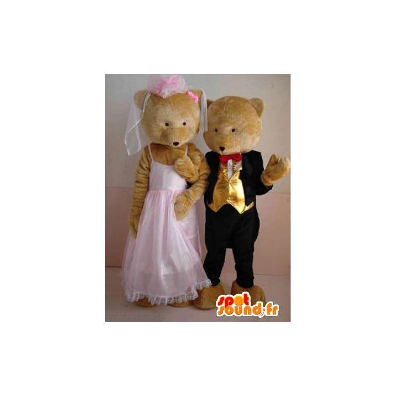 Bjørn og cub par med brudekjole - Bryllup Spesial - MASFR00627 - bjørn Mascot
