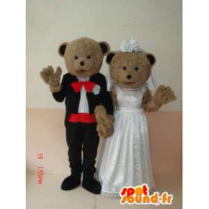 Couple bears and bear with wedding dress - Wedding Special - MASFR00627 - Bear mascot