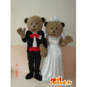 Suportar e casal cub com vestido de noiva - casamento Especial - MASFR00627 - mascote do urso