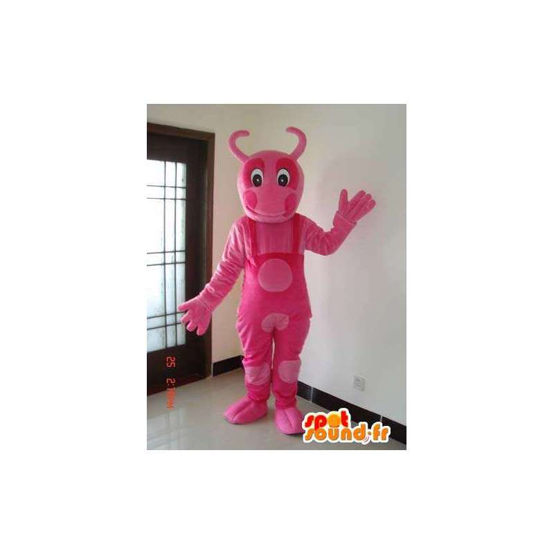 Ant rosa mascotte con tutto il vestito rosa a pois - MASFR00629 - Mascotte Ant