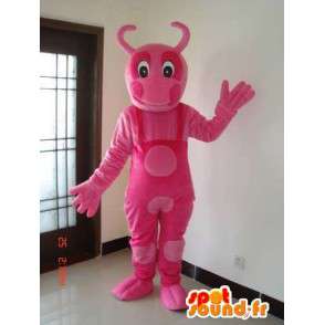 Roze mascotte mier met het hele kostuum roze erwten - MASFR00629 - Ant Mascottes