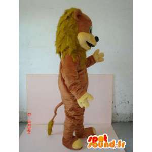 茶色の毛皮のライオンの子のマスコット-ジャングルの動物-MASFR00630-ライオンのマスコット
