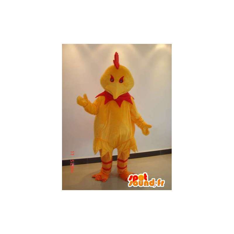 Mascotte coq maléfique rouge et jaune - Costume pour sponsors - MASFR00631 - Mascotte de Poules - Coqs - Poulets
