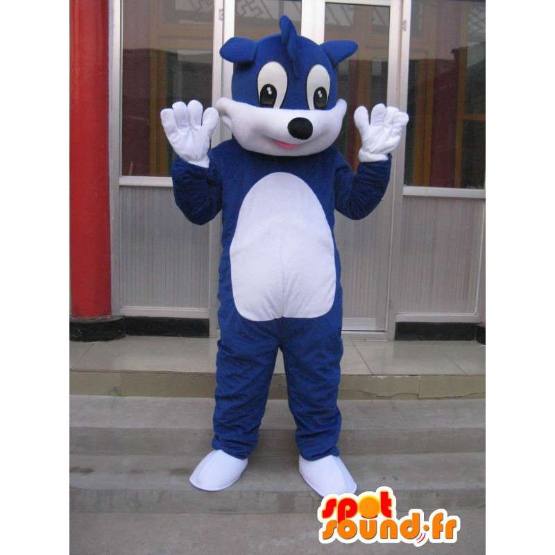 Blu mascotte Fox semplice e bianco personalizzabile per augurare - MASFR00634 - Mascotte Fox