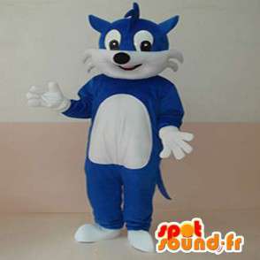 Blu mascotte Fox semplice e bianco personalizzabile per augurare - MASFR00634 - Mascotte Fox