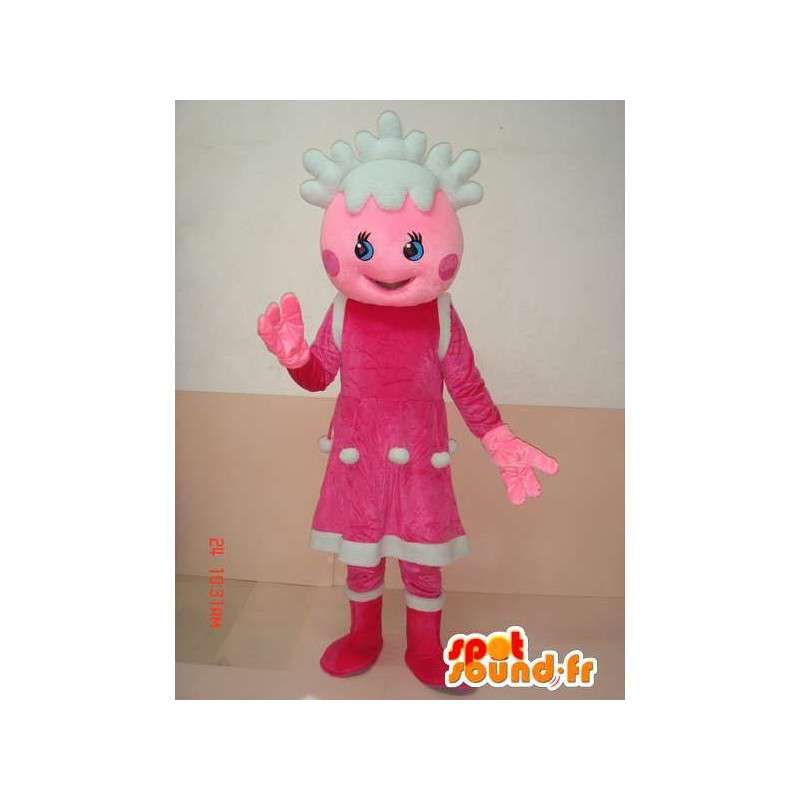 Mascot joulua koulutyttö asu vaaleanpunainen ja valkoinen - Lively - MASFR00635 - Maskotteja Boys and Girls