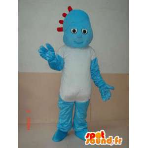 Mascot felsigen blaue Kerl mit einfachen weißen T-Shirt - MASFR00642 - Menschliche Maskottchen