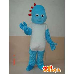 Rochoso mascote azul boneco com camisa branca simples - MASFR00642 - Mascotes homem