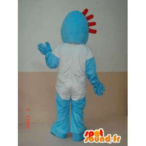 Rochoso mascote azul boneco com camisa branca simples - MASFR00642 - Mascotes homem