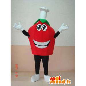 Mascotte tomate du chef avec bonnet de cuisine. Expresso italiano - MASFR00645 - Mascotte de fruits