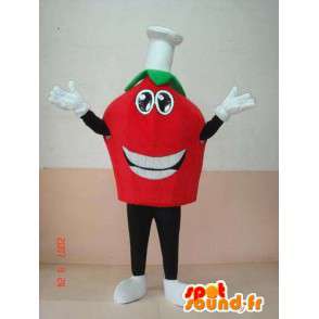 Mascot hoofd van de tomaat met koken cap. espresso italiano - MASFR00645 - fruit Mascot