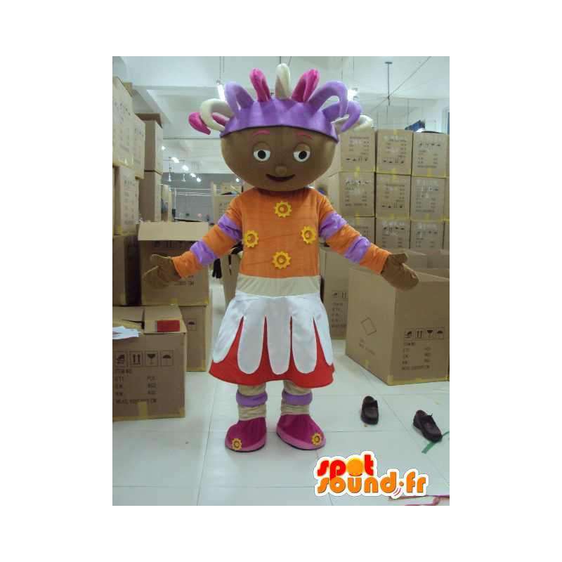 Afro prinsesse maskot med tilbehør. Stor kostume størrelse -